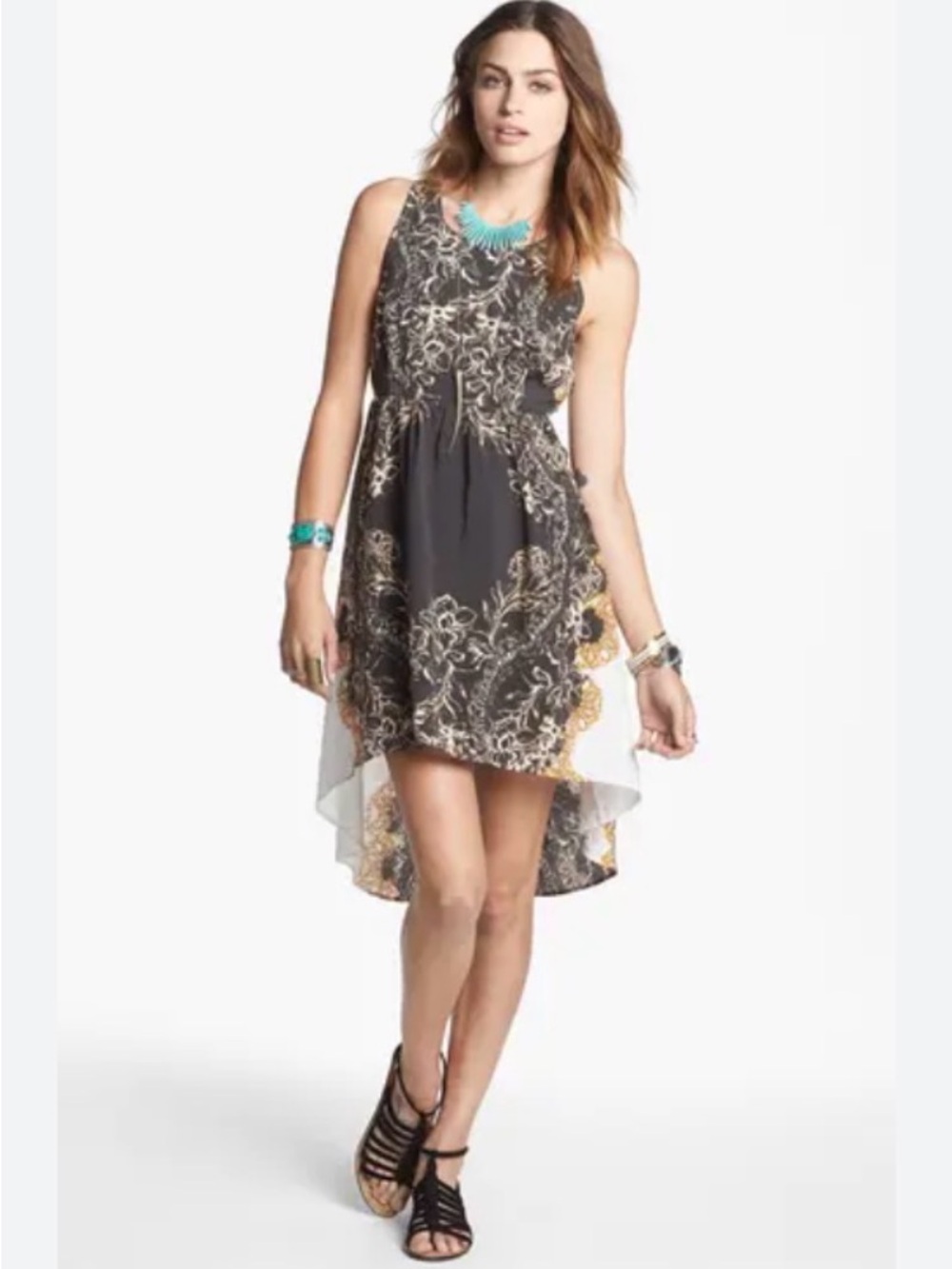 NWT Free People "Russian Plate" High-Low Lace-Back Dress